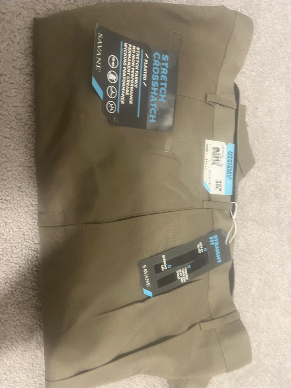 Savane Olive Stretch Crosshatch Chinos